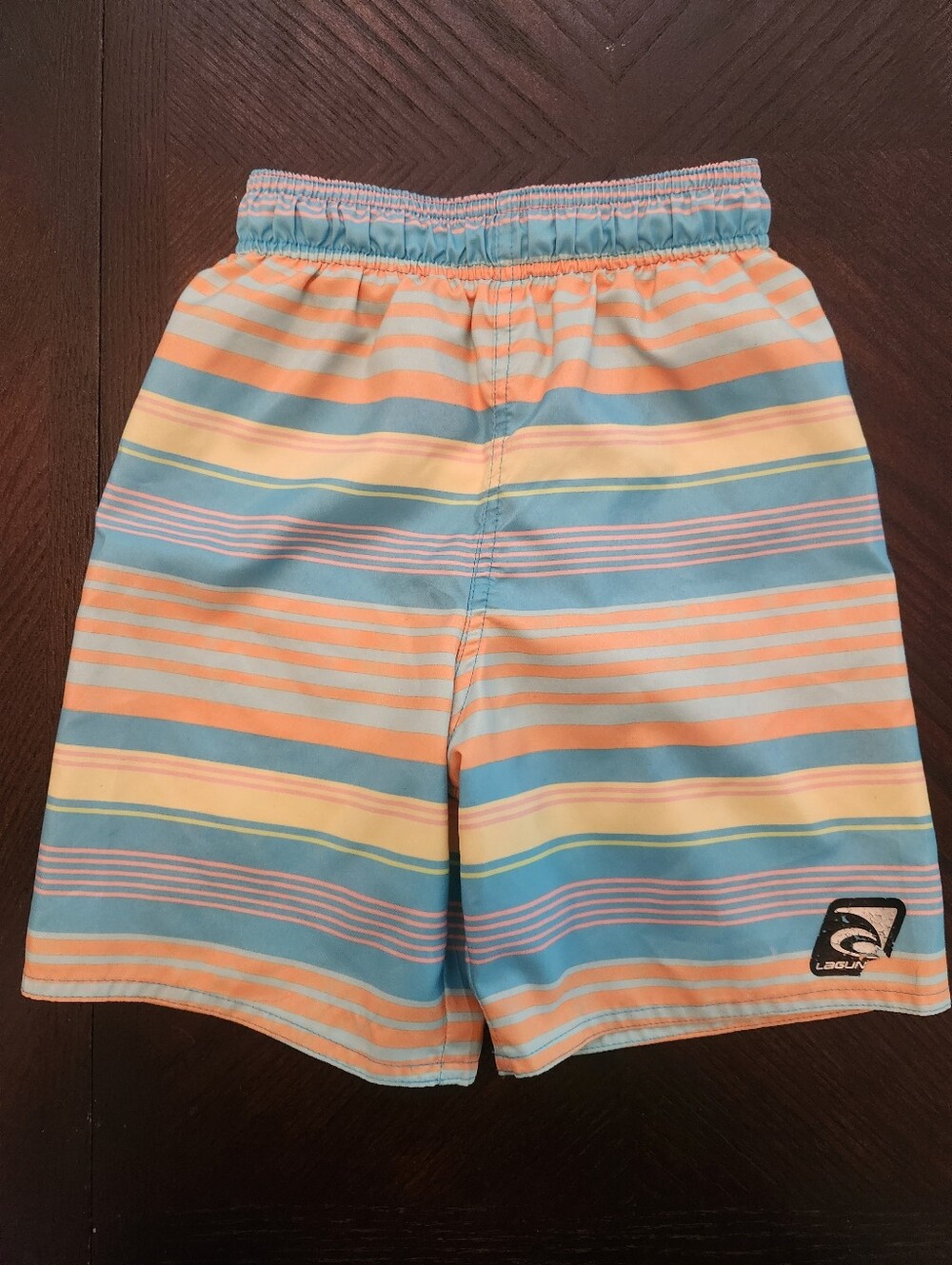 Kids' Pastel Stripe Swim Shorts - Blue/Peach